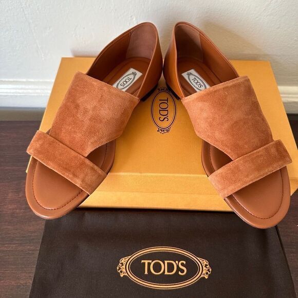Tod's soft leather upper/leather lining stylish flat sandal size EU37 /US7 - Picture 5 of 12